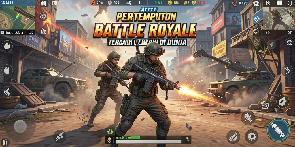 Tangkapan layar AT777 menampilkan pertempuran epik dalam mode Battle Royale.