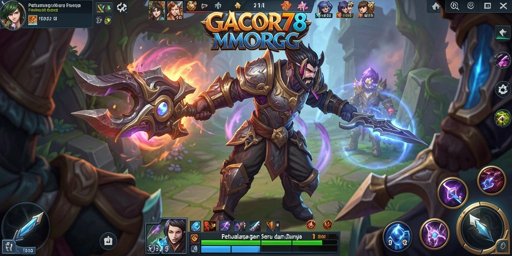 Screenshot utama GACOR78 menampilkan aksi seru dalam pertarungan MMORPG.