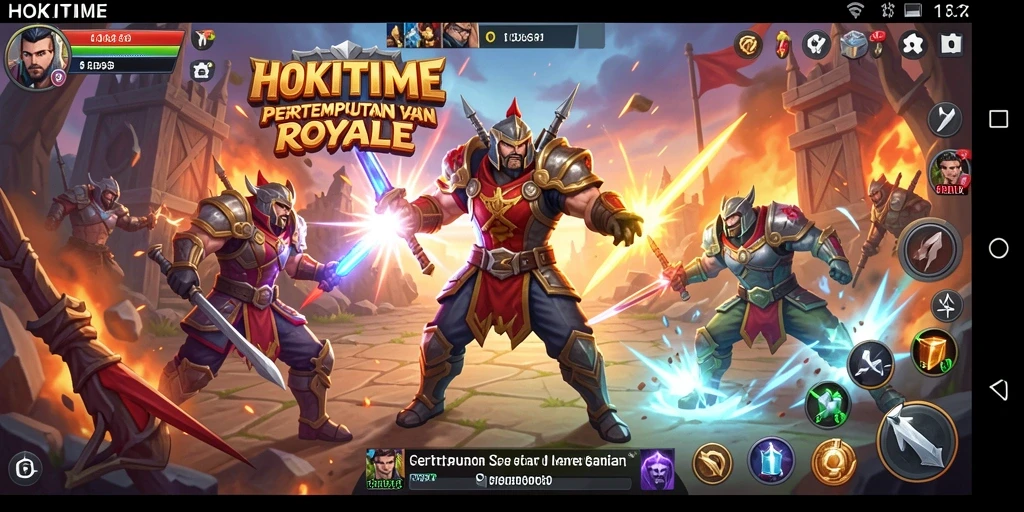Gameplay HOKITIME menampilkan pertarungan seru di medan pertempuran Battle Royale.
