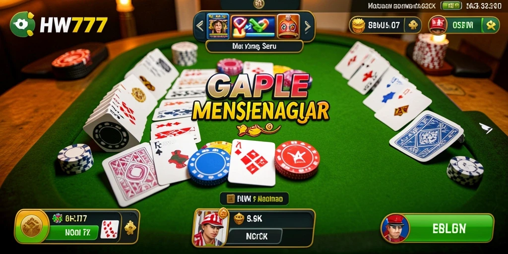 Tampilan gameplay HW777 yang seru dalam permainan Gaple.