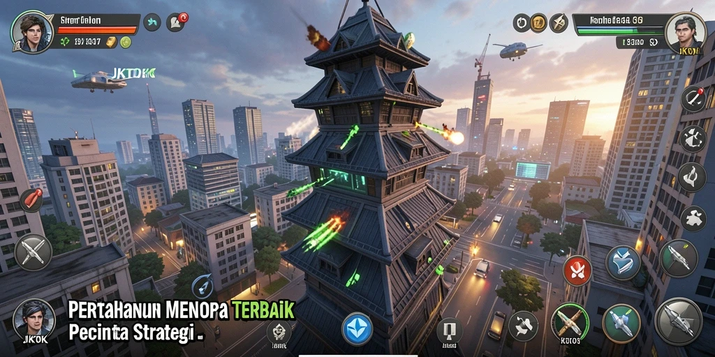 Tampilan gameplay menakjubkan dari permainan Tower Defense JKTOK.