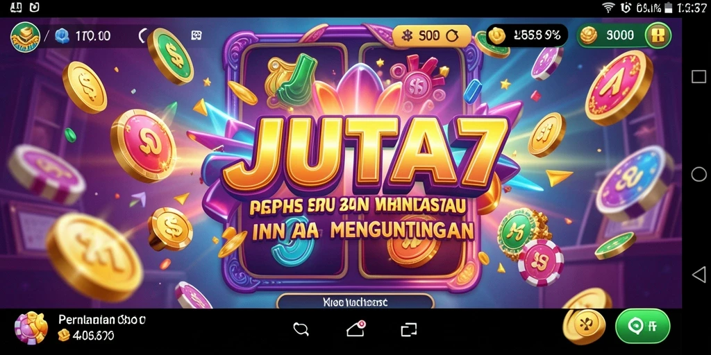 Screenshot utama JUTA7 menampilkan gameplay slot yang menarik dan penuh warna.