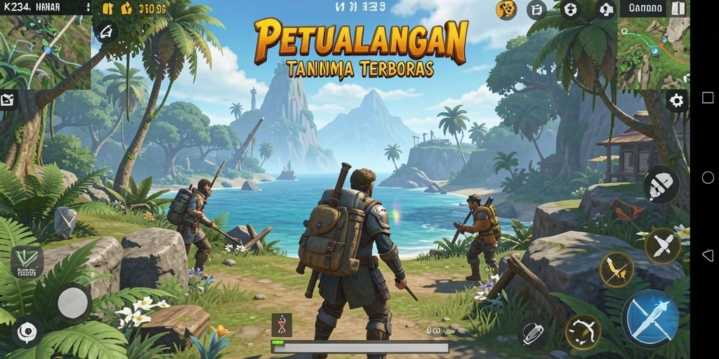 Screenshot K234 menampilkan dunia terbuka yang luas dan penuh petualangan.