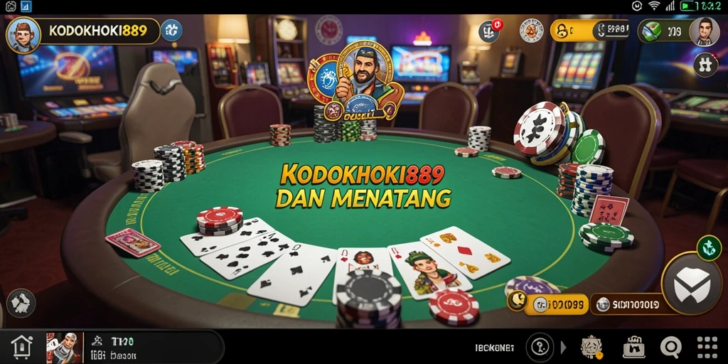 Tampilan gameplay mendebarkan di KODOKHOKI889 dengan meja poker yang penuh strategi.
