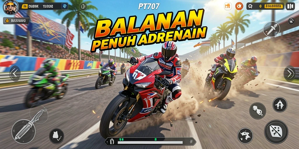 Tampilan aksi balapan motor yang mendebarkan di PT707.