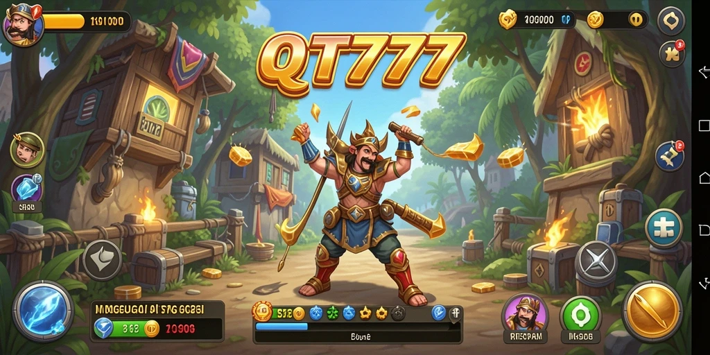 Gameplay QT777 menampilkan pertempuran strategi yang mendebarkan.