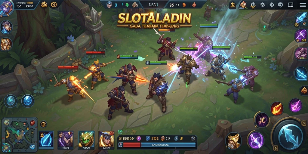 Tampilan aksi seru dalam game MOBA SLOTALADIN.