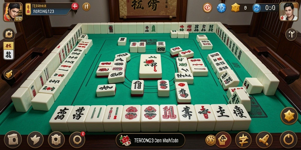 Tampilan gameplay menarik dari <strong>TERONG123</strong> yang menampilkan ubin Mahjong.
