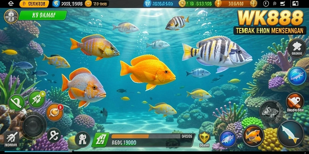Screenshot menunjukkan aksi seru menembak ikan di WK888.