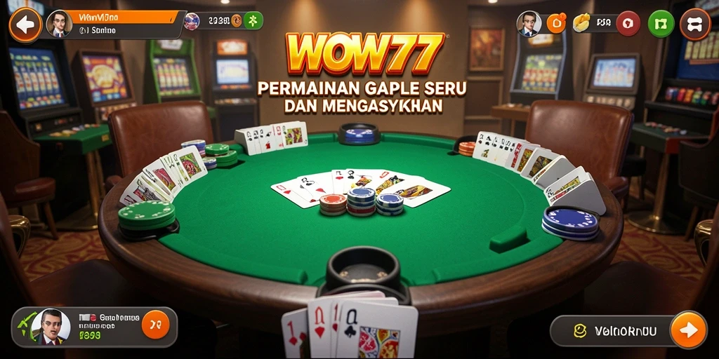Screenshot WOW77 menampilkan gameplay Gaple yang seru dan interaktif.