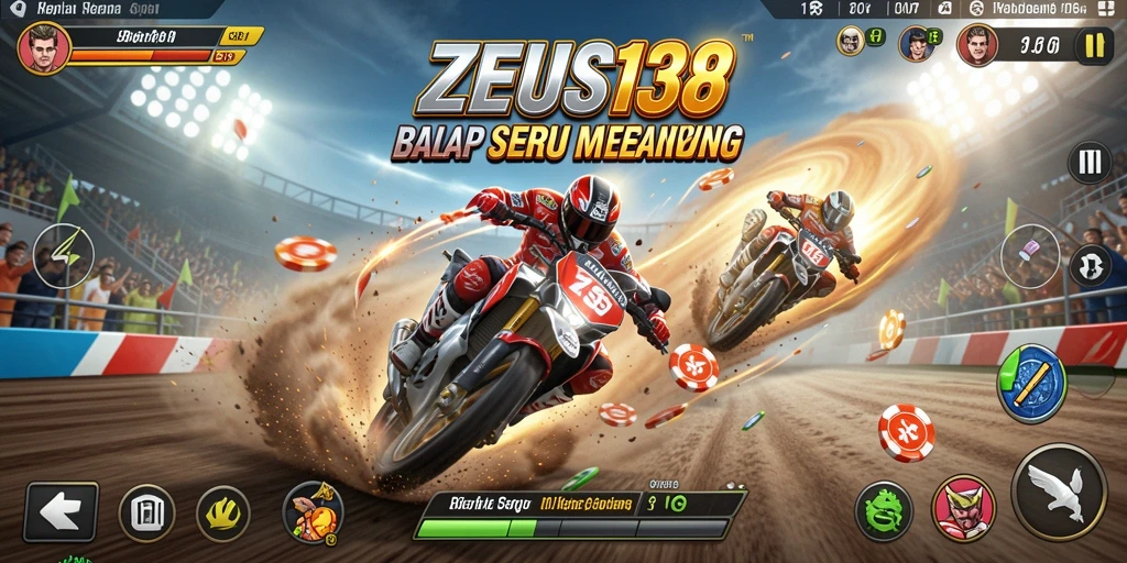 Screenshot gameplay ZEUS138 menampilkan aksi balap yang mendebarkan.